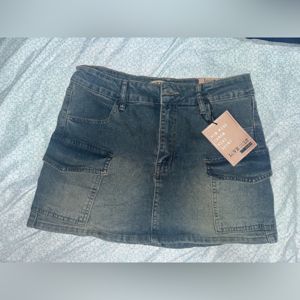 Blue Cargo Mini Skirt Casual